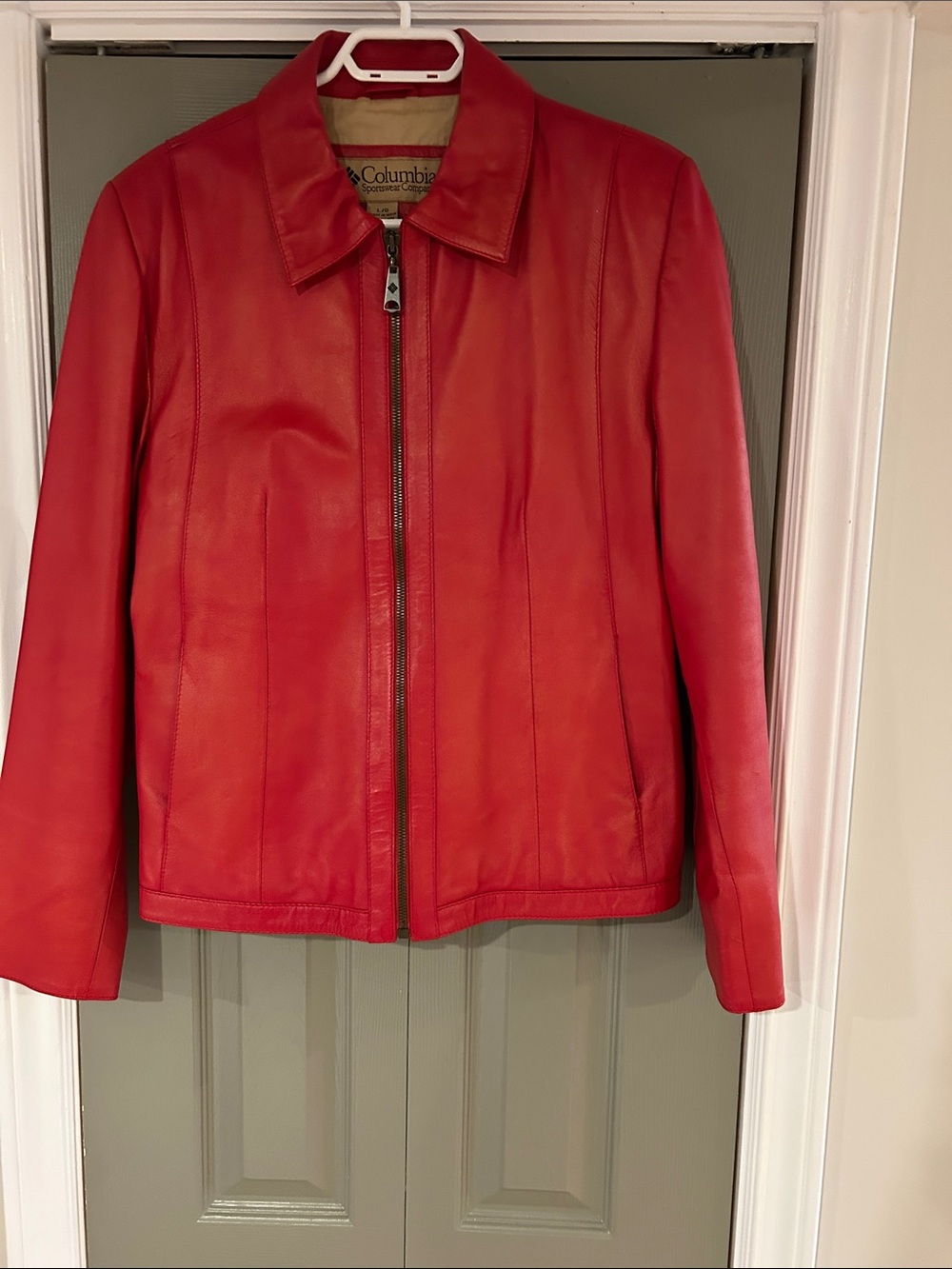 Columbia Women’s Bright Red Leather Zip-Front Jacket